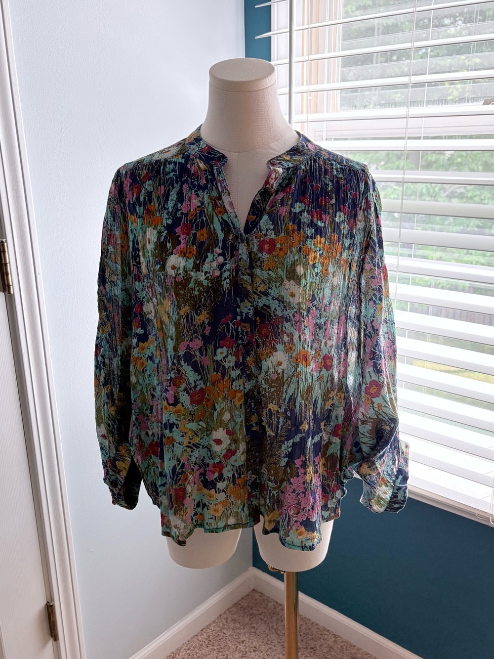 Floral Bat Sleeve Women's Top in Multicolor